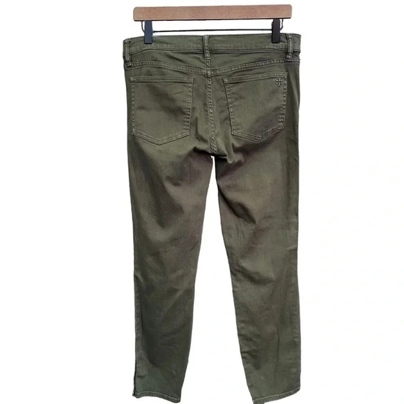 Tory Burch Emmy Ankle Skinny Jeans in Olive Green Size 30 - Picture 3 of 10